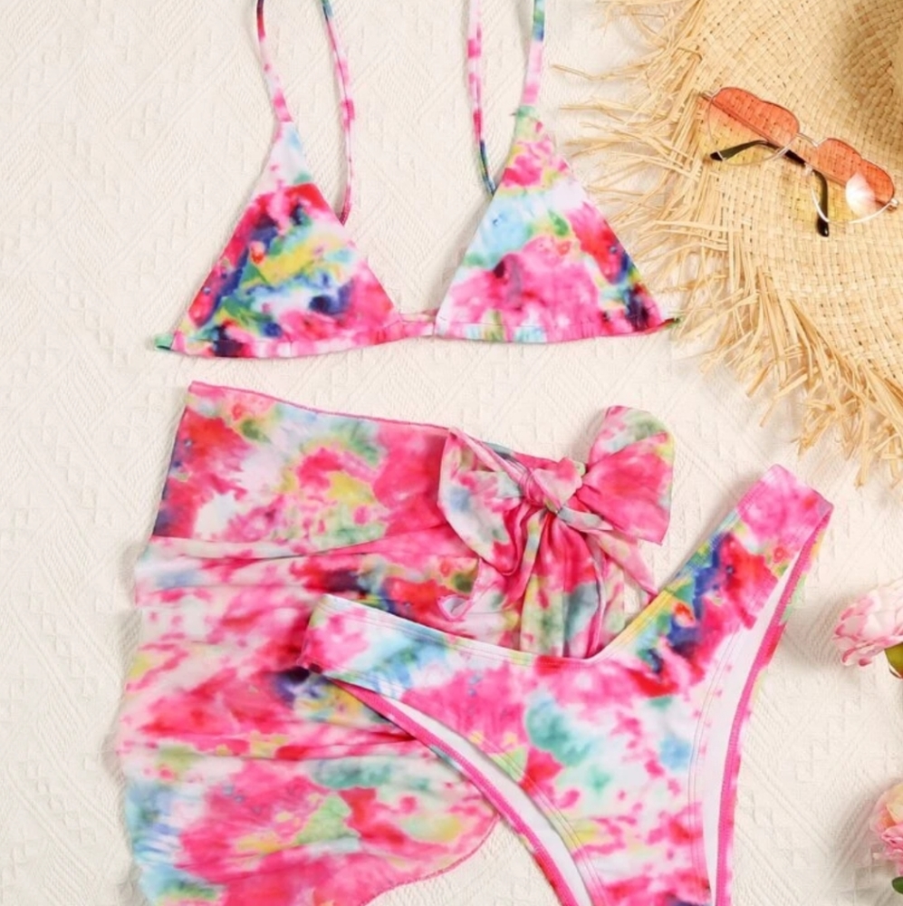 Tie dye 3 piece bikini set